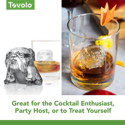 Tovolo Bulldog Shaped Ice Molds, Set of 2 - Large Ice Mold Gift Ideal for Dog Lovers - Unique Ice Mold Chills Drinks - Odor-Free Freezer Storage, Dishwasher-Safe with Silicone Plunger