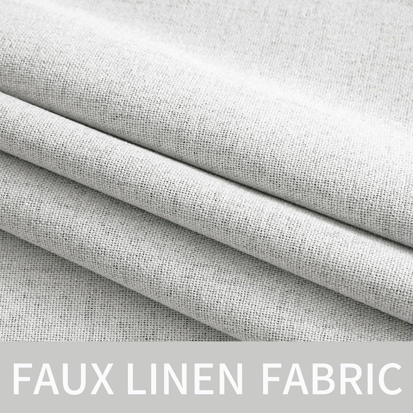 MIULEE Blackout Linen Textured Curtains - Thermal Insulated Room Darkening Drapes | Heathered White, 52 x 84 Inch (2 Panels)