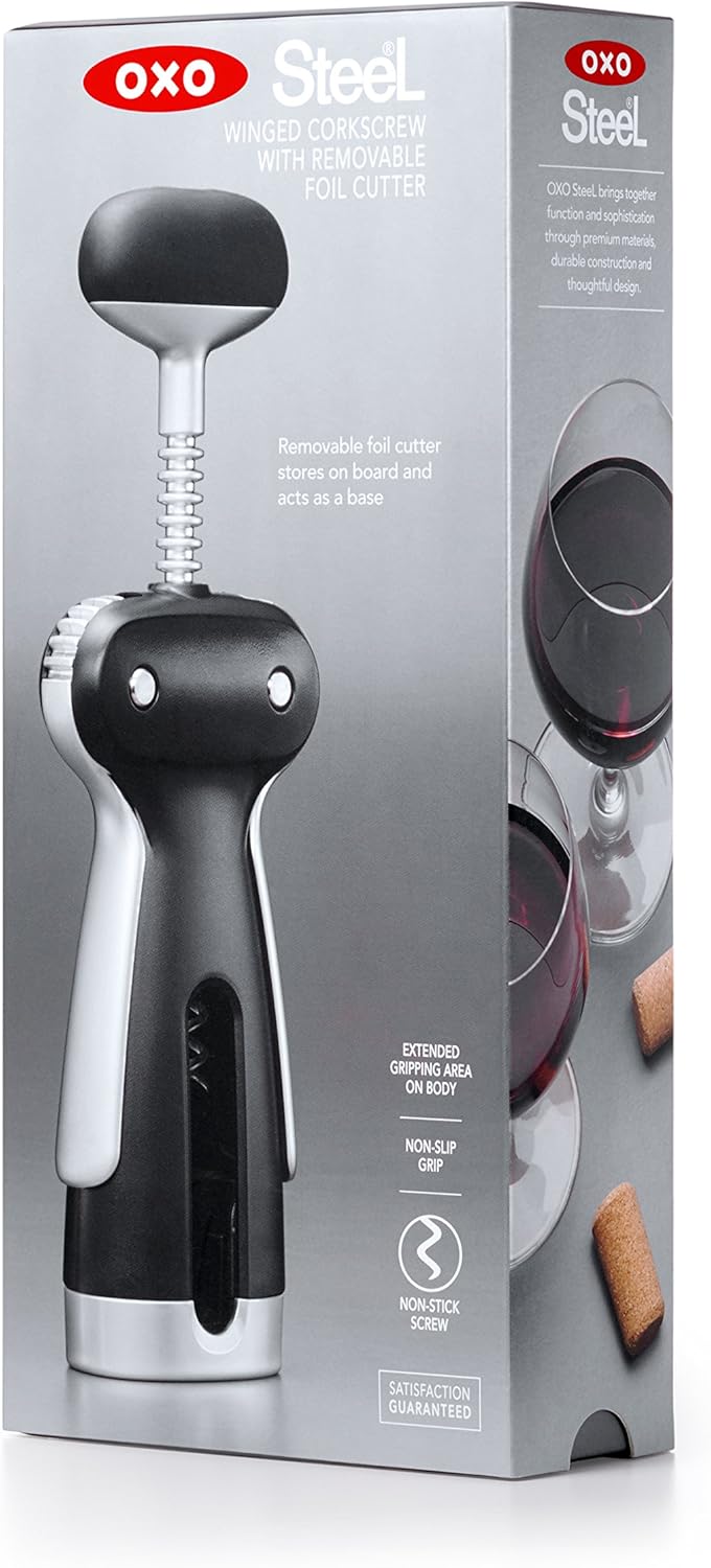 OXO SteeL Winged Corkscrew with Removable Foil Cutter