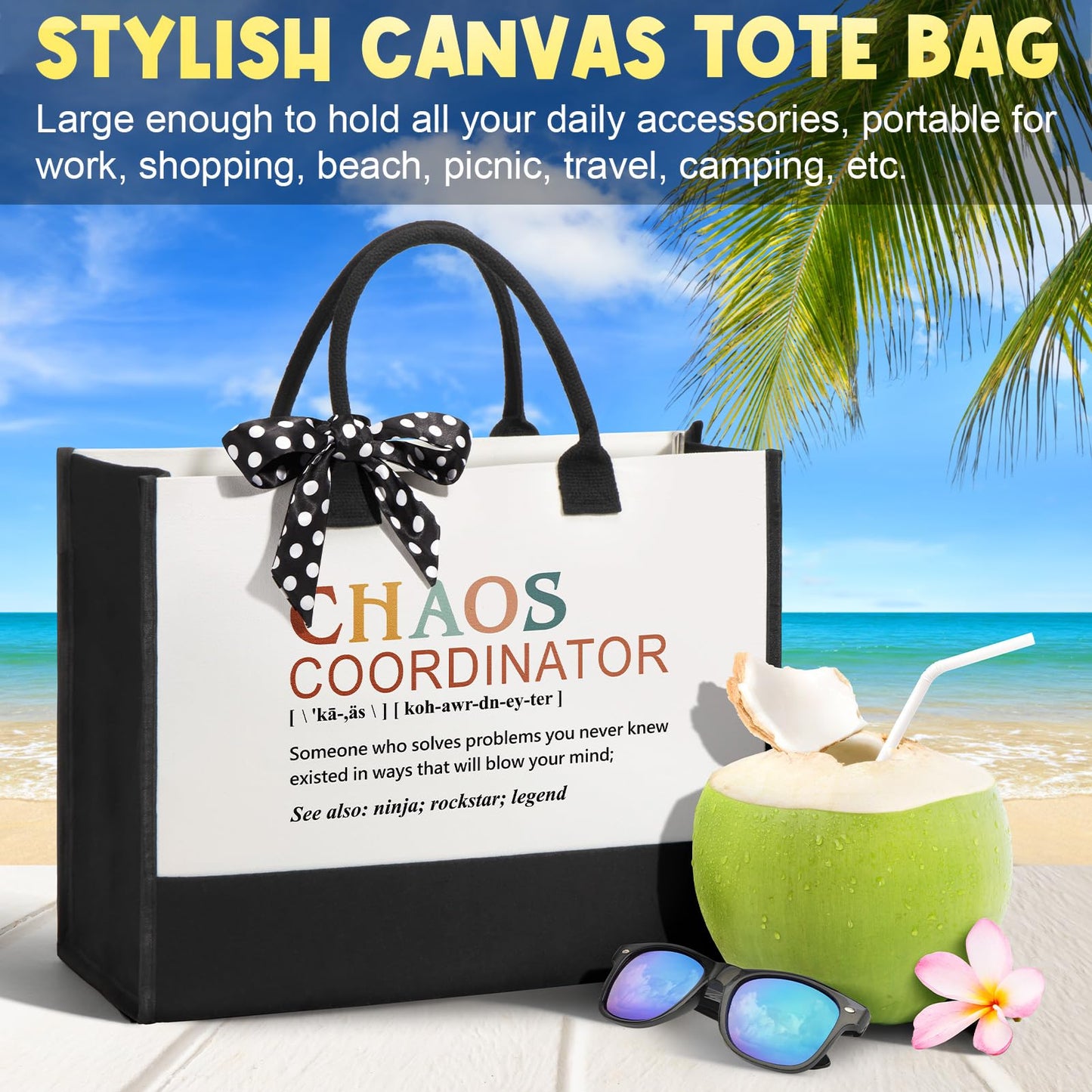 Thank You Gifts for Women, Administrative Professional Day Gifts, Chaos Coordinator Gifts for Coworker Manager Boss Lady Nurse Employee Teacher Appreciation Gifts, Birthday Gifts with Canvas Tote Bag