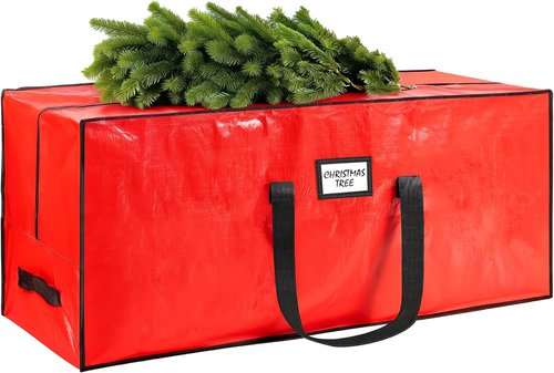 9 Ft Christmas Tree Storage Bag - Waterproof Protection for Extra Large Artificial Trees | Durable Handles & Dual Zippers, Red