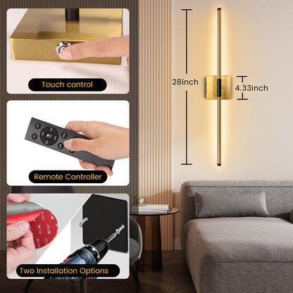 Battery Operated Wall Sconces with Remote Control Dimmable Wall Sconces Set of Two 350°Rotate 3000K LED Brass and Black Wireless Wall Light Battery Powered Cordless Rechargeable Sconces Wall Decor