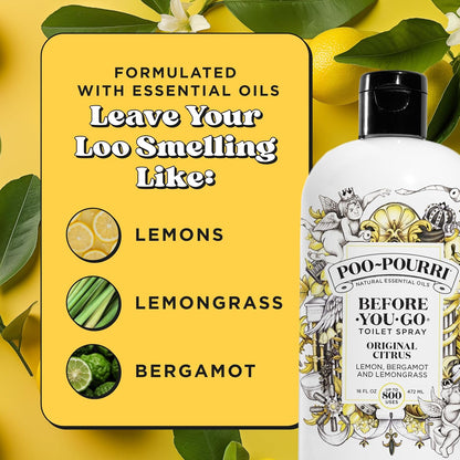 Poo-Pourri Toilet Spray Refill - Original Citrus, 16 Fl Oz | Up to 800 Uses, Essential Oil Deodorizer