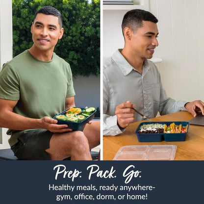 Bentgo Prep - 20-Piece Reusable Meal Prep Containers | Durable, BPA-Free, Microwave & Dishwasher Safe (Navy Blue)