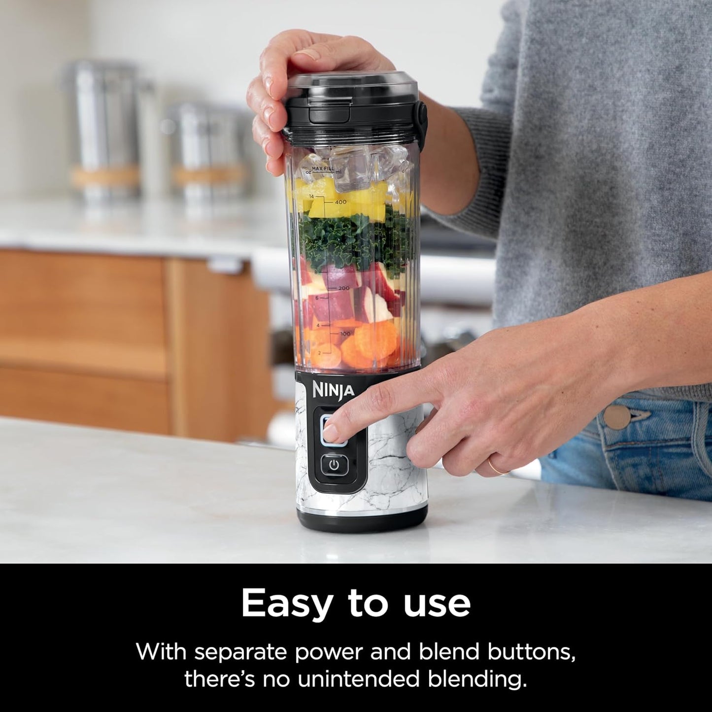 Ninja Blast Portable Blender - Cordless 18oz Personal Blender for Shakes & Smoothies | BPA-Free, USB-C Rechargeable, Marble White