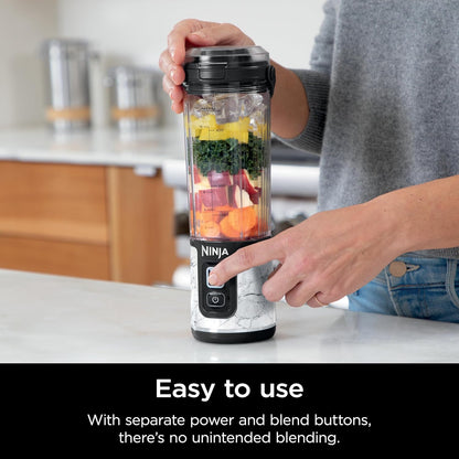Ninja Blast Portable Blender - Cordless 18oz Personal Blender for Shakes & Smoothies | BPA-Free, USB-C Rechargeable, Marble White