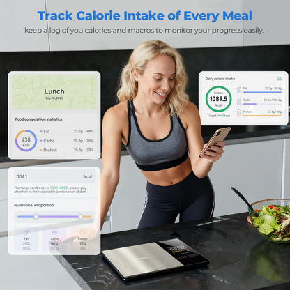 WARMKEY Smart Nutrition Food Scale - Digital Kitchen Scale with Nutritional Calculator App,Tare Function,Track Calories &24 Nutrients,11lb, Grams/Ounces, Healthy Eating & Meal Prep