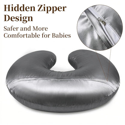 Pro Goleem Nursing Pillow Cover - Soft Silk Feel Feeding Slipcover | 2 Pack in Gray & White