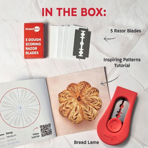 KneadAce Bread Lame - Upgraded Magnetic Dough Scoring Tool with 5 Razor Blades & Patterns Booklet