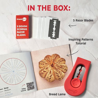 KneadAce Bread Lame - Upgraded Magnetic Dough Scoring Tool with 5 Razor Blades & Patterns Booklet