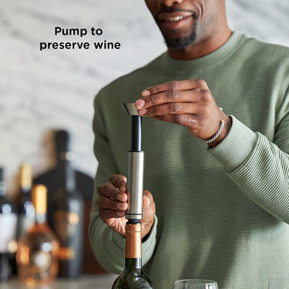 Rabbit Wine Vacuum Pump with Two Preserving Bottle Stoppers Easy-to-Use Wine Preserver Set