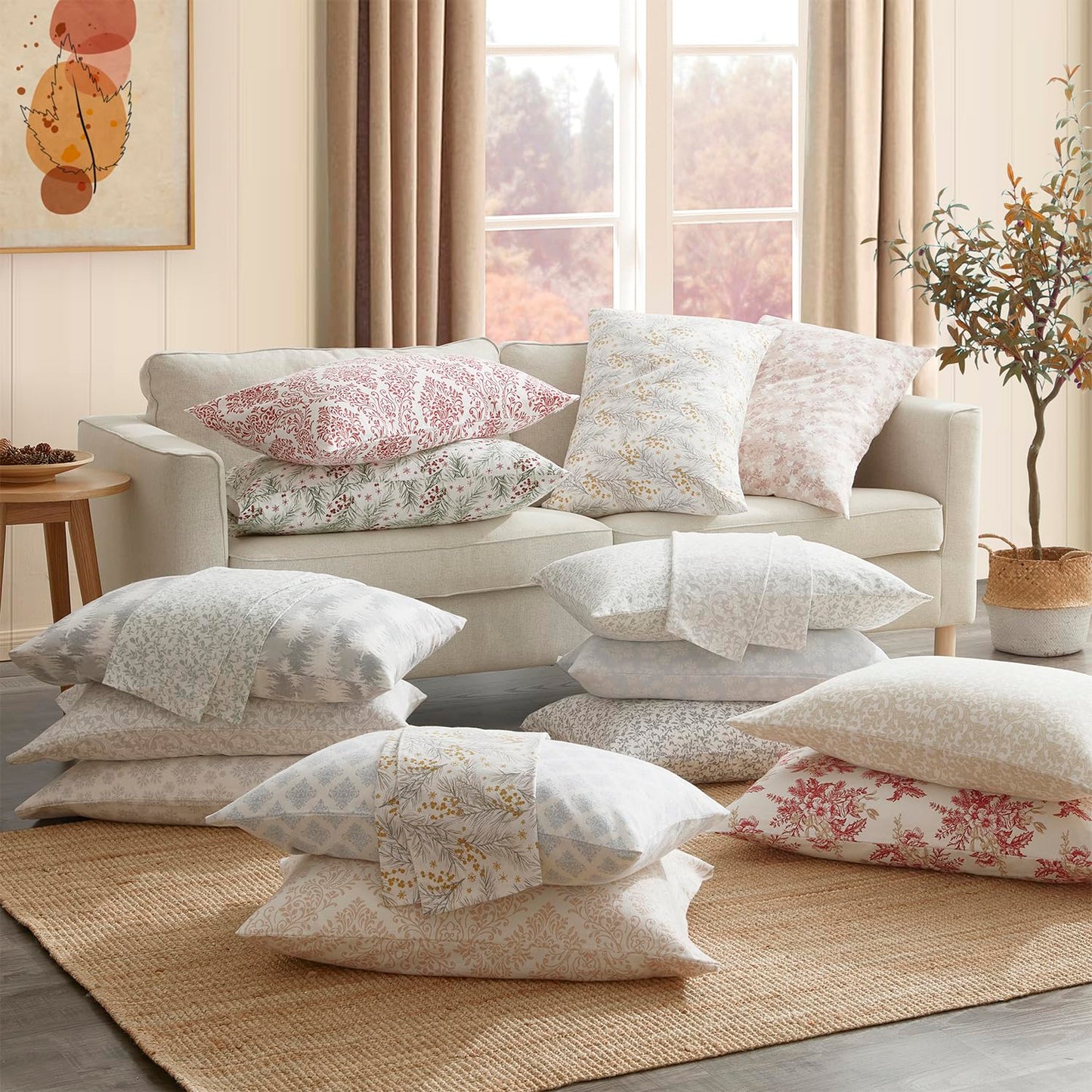 Tahari Home - Queen Sheets, 4-Piece Cotton Flannel Bedding with Matching Pillowcases, Brushed for Extra Softness, Cozy Home Decor (Mora Blush, Queen)