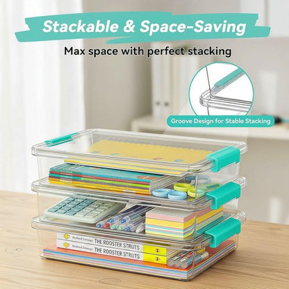 Gifhomfix 6QT Craft Organizers - Clear Storage Box with Lid for Arts & Crafts | 3 Pack