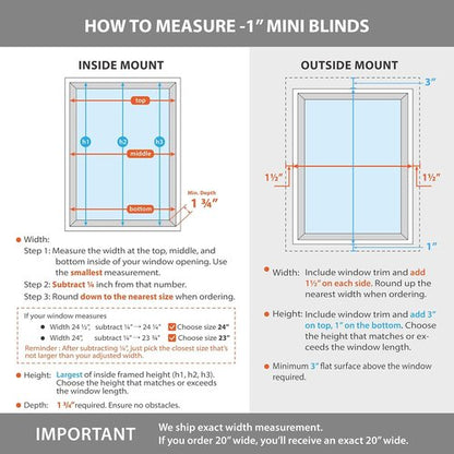 DEZ FURNISHINGS Cordless Mini Blinds - Flexible Slats, 46" W x 48" H, Pearl White