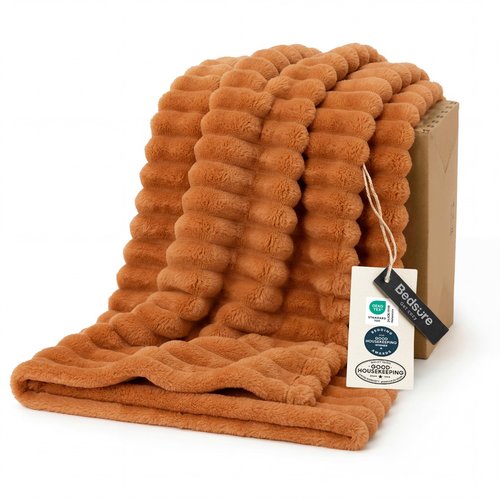 Bedsure GentleSoft Orange Fall Throw Blanket for Couch - Cozy Soft Blankets for Women, Cute Small Fall Throws for Girls, Orange, 50x60 Inches