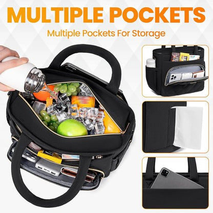 Artelaris Insulated Lunch Bag - Leakproof Cooler for Work & Travel | Reusable Large Size (Black)