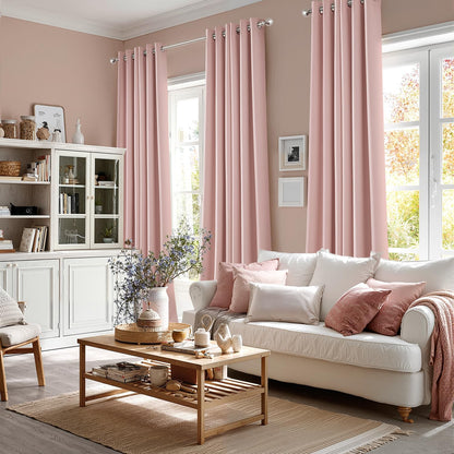 MIULEE Baby Pink Blackout Curtains - Thermal Insulated Room Darkening Drapes | 90 Inch Long, 2 Panels