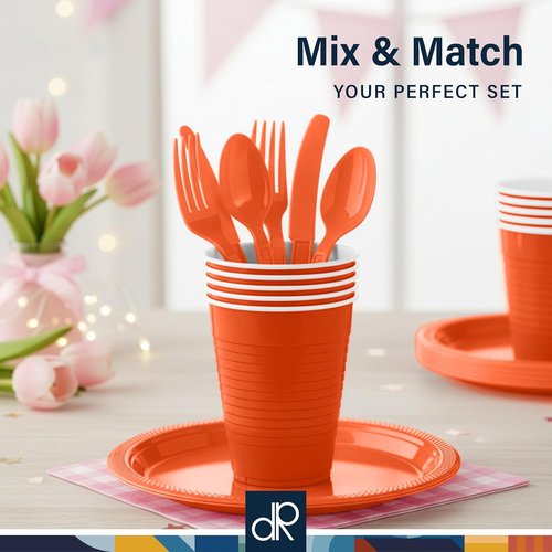 DecorRack 12 oz Orange Plastic Cups - Reusable Disposable Party Supplies (40 Count)