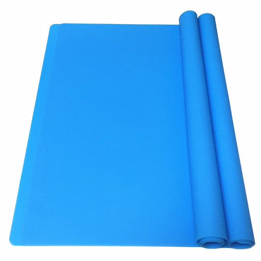 EPHome 2Pack Extra Large Multipurpose Silicone Nonstick Clay Mat, Heat Resistant Nonskid Counter Mat, Table Mat, 23.6''x15.75'' (Blue)