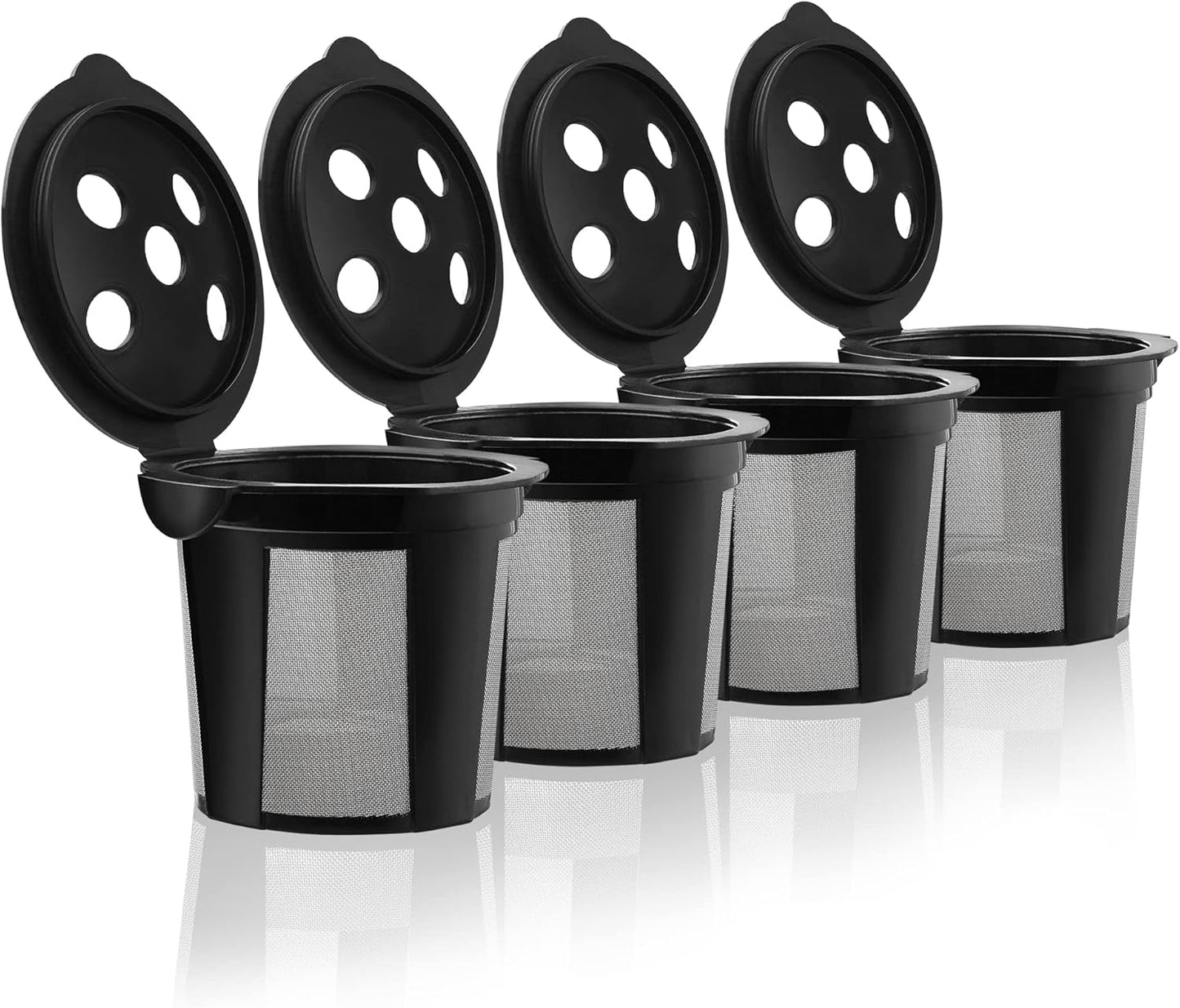 Skiennix Reusable K Cups for Keurig K Supreme | Multistream Technology - 4 Black Refillable Coffee Filters