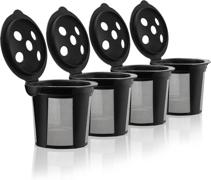 Skiennix Reusable K Cups for Keurig K Supreme | Multistream Technology - 4 Black Refillable Coffee Filters