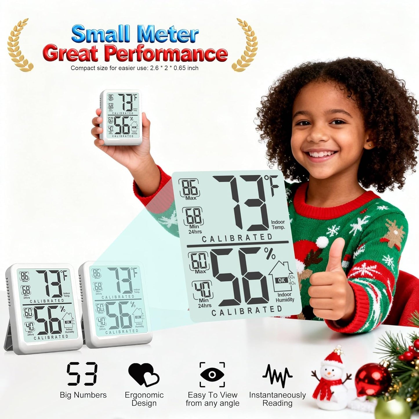 Antonki Digital Room Thermometer - Compact Indoor Hygrometer with Max/Min Records | Battery Included