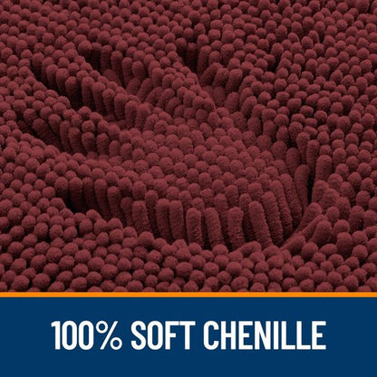 OLANLY Bathroom Rugs 24x16, Extra Soft Absorbent Chenille Bath Rugs, Rubber Backing Quick Dry, Machine Washable Bath Mats for Bathroom Floor, Tub and Shower, Home Decor Accessories, Andorra Red-Brown