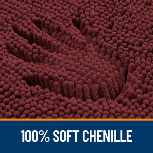 OLANLY Bathroom Rugs 59x24, Extra Soft Absorbent Chenille Bath Rugs, Rubber Backing Quick Dry, Machine Washable Bath Mats for Bathroom Floor, Tub and Shower, Home Decor Accessories, Andorra Red-Brown
