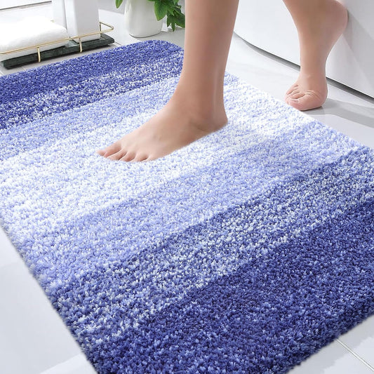 OLANLY Bathroom Rugs - Extra Soft Microfiber Mat 30x20 | Quick Dry, Machine Washable, Rubber Backing, Blue-Violet