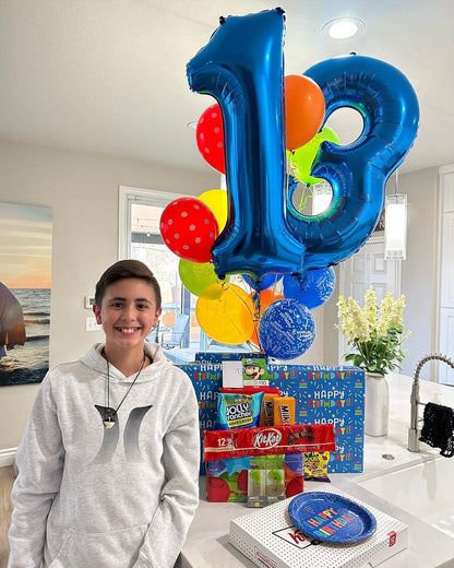 Number 13 Balloon by [Brand Name] - 40-Inch Navy Blue Birthday Decoration for 13th Year Celebration