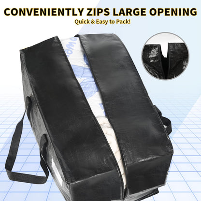 Skiennix Heavy Duty Extra Large Moving Bags - 58 Gallon Jumbo Storage with Strong Zippers & Handles | 2-Pack