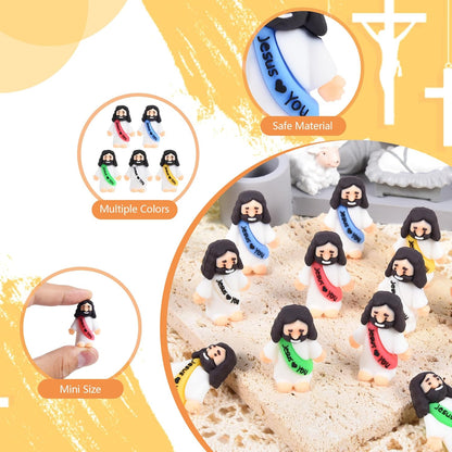 Nedeqi Mini Jesus Figurines - 100 PCS Tiny Pocket Rubber Jesus Figures for Religious Favors | Baptism & Easter Gifts