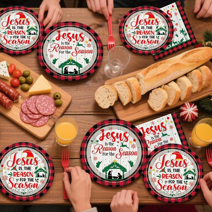 Jesus Is the Reason for the Season Christmas Plates - 9" Dinner Plates, 24 Count - Variation: Jesus Is Reason