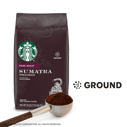 Starbucks Dark Roast Ground Coffee - Sumatra 100% Arabica - Rich Flavor - 20 Oz. Bag