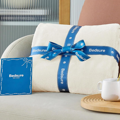 Bedsure GentleSoft Fleece Blanket - Queen Size Cream Plush Microfiber, Soft & Cozy 90x90 Inches