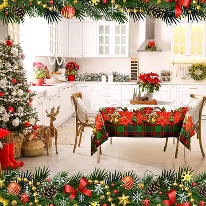 Peryiter 6 Pcs Merry Christmas Plastic Poinsettia Tablecloths 54 x 108 Inches - Variation 6