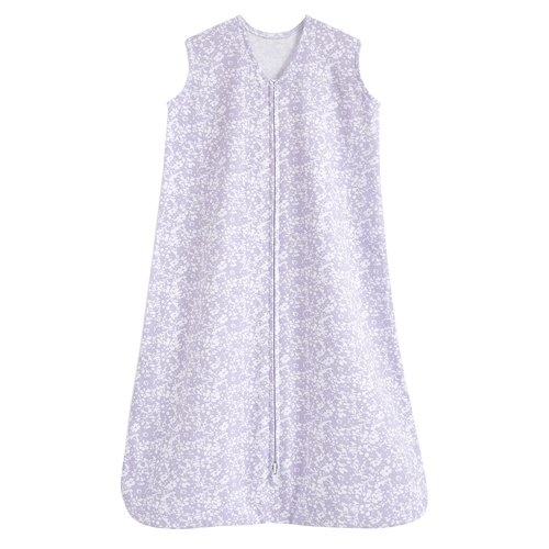 HALO SleepSack, 100% Cotton Wearable Blanket, Swaddle Transition Sleeping Bag, TOG 0.5, Aster Flowers-purple, Medium, 6-12 Months