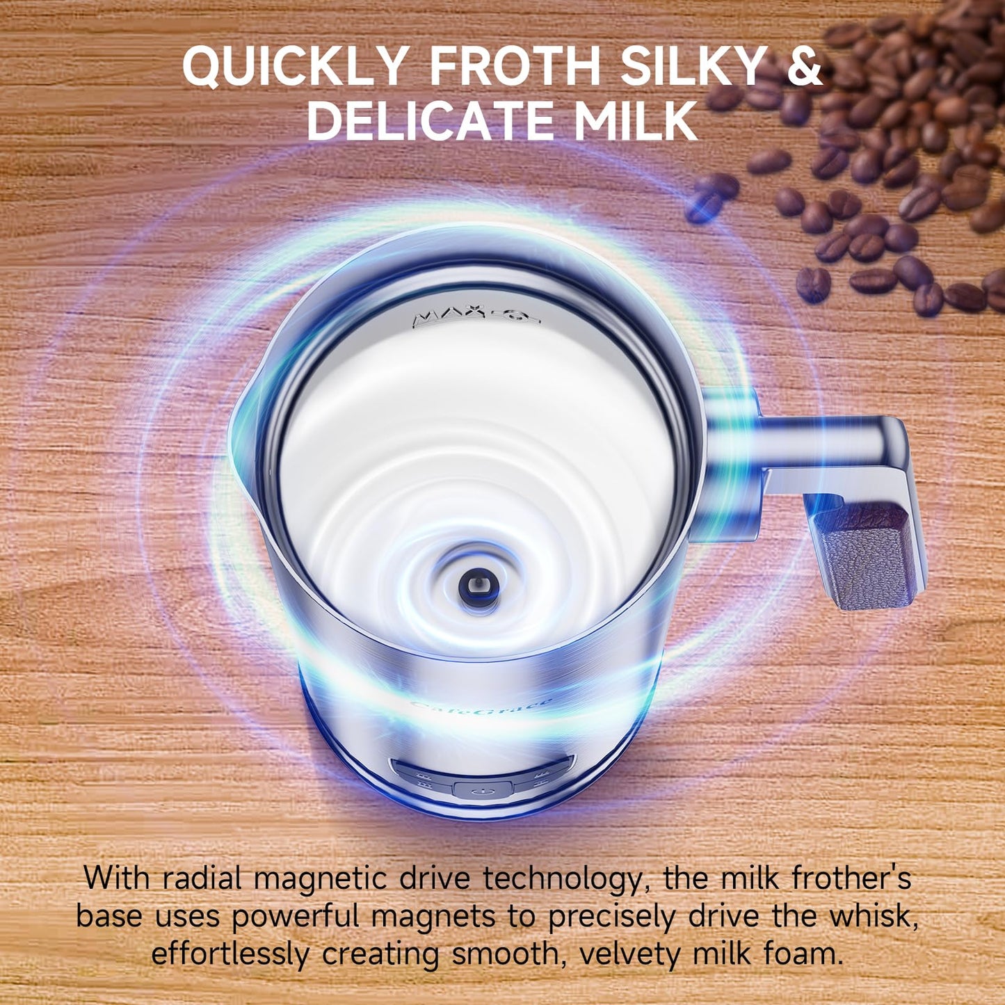 Milk Frother, 4-in-1 Milk Frother and Steamer, Electric Milk Steamer with Keep Warm Function, Automatic Warm and Cold Foam Maker for Coffee, Latte, Hot Chocolate, Macchiato, Cappuccinos