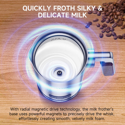 Milk Frother, 4-in-1 Milk Frother and Steamer, Electric Milk Steamer with Keep Warm Function, Automatic Warm and Cold Foam Maker for Coffee, Latte, Hot Chocolate, Macchiato, Cappuccinos