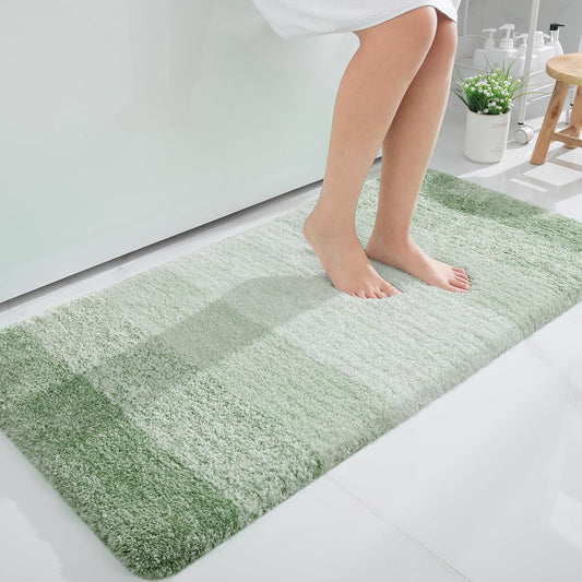 OLANLY Bathroom Runner Rug - Extra Soft Microfiber Mat with Rubber Backing | 44x24, Sage Green, Quick Dry