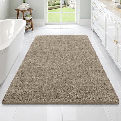 OLANLY Bathroom Rugs 70x46, Extra Soft Absorbent Chenille Bath Rugs, Rubber Backing Quick Dry, Machine Washable Bath Mats for Bathroom Floor, Tub and Shower, Home Decor Accessories, Warm Taupe