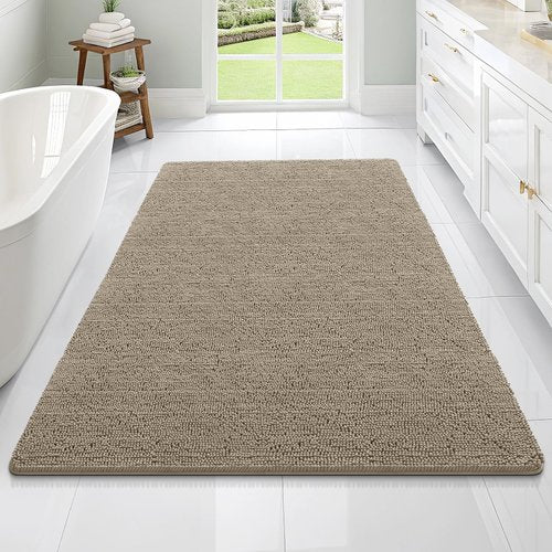 OLANLY Bathroom Rugs 70x46, Extra Soft Absorbent Chenille Bath Rugs, Rubber Backing Quick Dry, Machine Washable Bath Mats for Bathroom Floor, Tub and Shower, Home Decor Accessories, Warm Taupe
