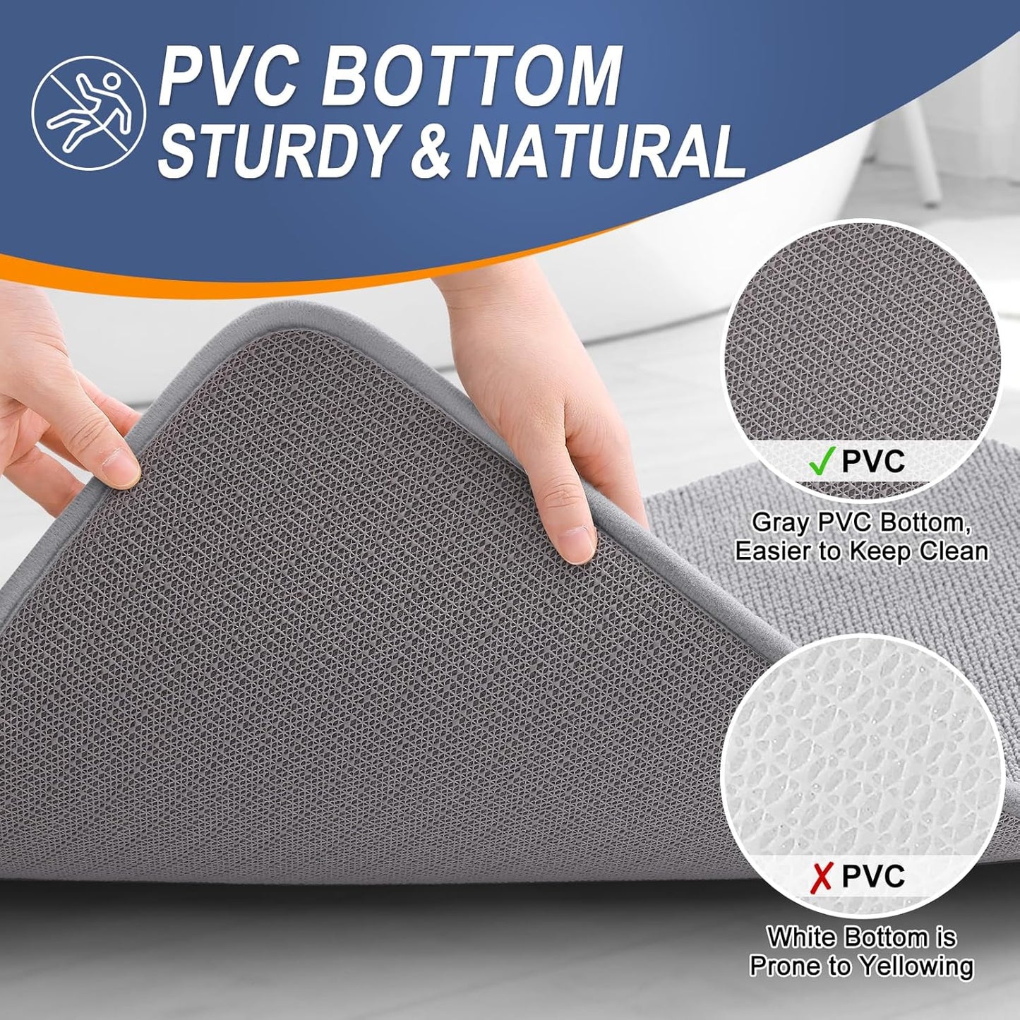 OLANLY Thick Memory Foam Bath Mat Rug - Extra Soft, Non-Slip, Quick Dry | 30x20 Grey Bathroom Accessory