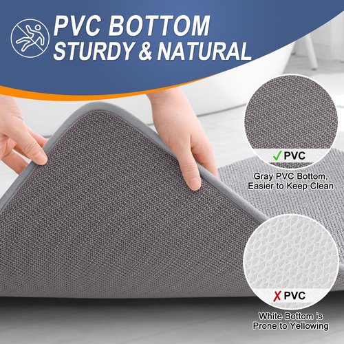 OLANLY Bathroom Rugs Sets 2 Piece, Soft Absorbent Memory Foam Bath Mats and U-Shaped Toilet Rug Set, Machine Washable Bath Mats for Bathroom, Home Decor Accessories (30"x20"+24"x20", Grey)