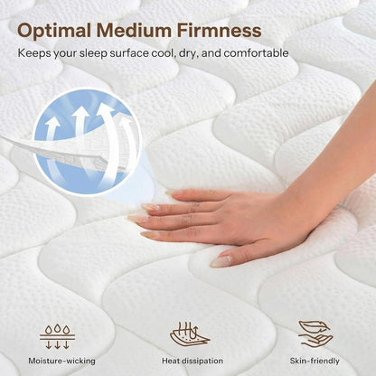 Serene 10 Inch King Hybrid Mattress - Premium Cooling Gel Memory Foam & Pocketed Coils for Spine Alignment | Medium Firm, Fiberglass-Free, CertiPUR-US Certified, Made in USA