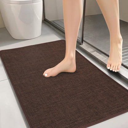 Bathroom Rugs, Bath Mats for Bathroom Non Slip Washable, Quick Dry, Water Absorbing, Fits Under Door, Ultra Thin, Rubber Backing, Low Pile, Cozy Cloth Cotton, Ideal for Shower, Sink-Coffee 24''x16''