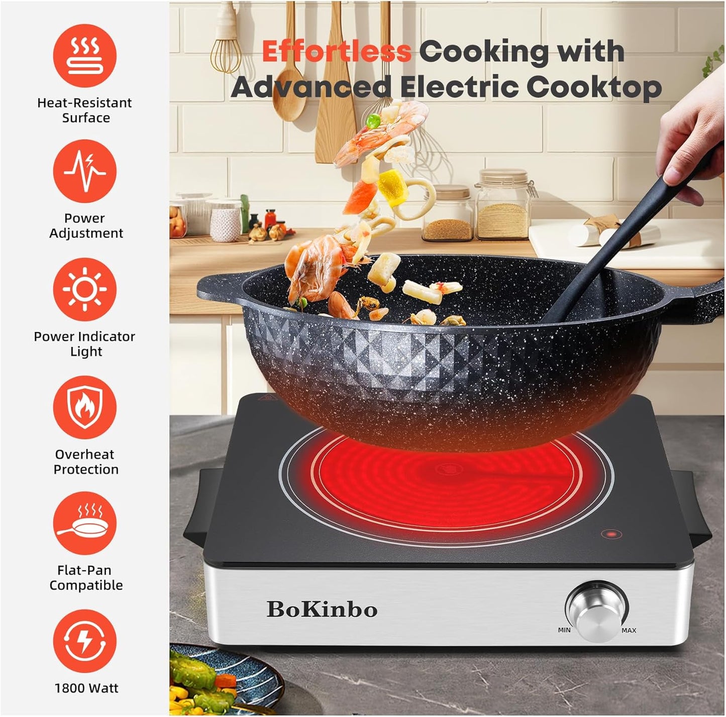 Skiennix 1800W Electric Stove - Compact Portable Infrared Burner for Efficient Cooking | Hot Plate