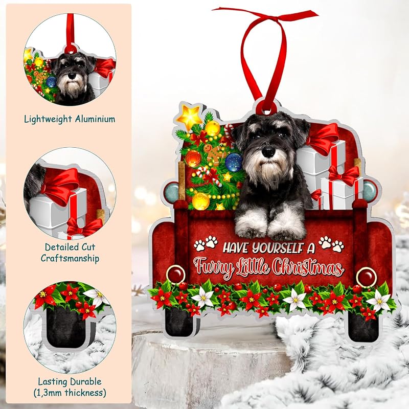 Schnauzer Car Ornament - Aluminum Christmas Tree Decoration for Schnauzer Lovers, Dog Mom/Dad - Variation: Schnauzer Car