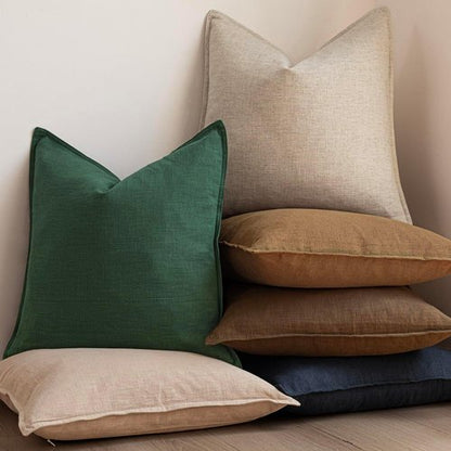 Foindtower Decorative Linen Throw Pillow Covers - Soft Euro Cushion Cases | Farmhouse Style, 16 x 16 Inch, Pine Green