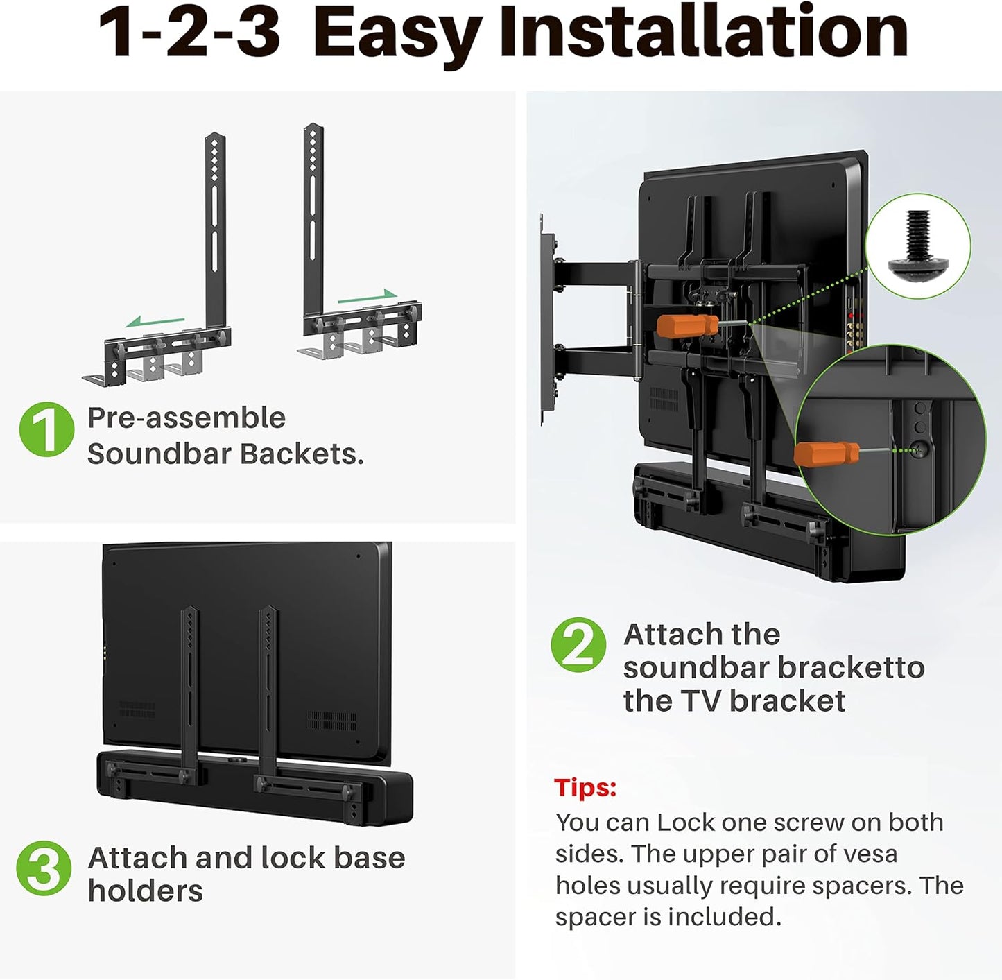 USX MOUNT Soundbar Mount - Securely Mount Your Sound Bar Above or Below TV | Supports Up to 13.2 lbs
